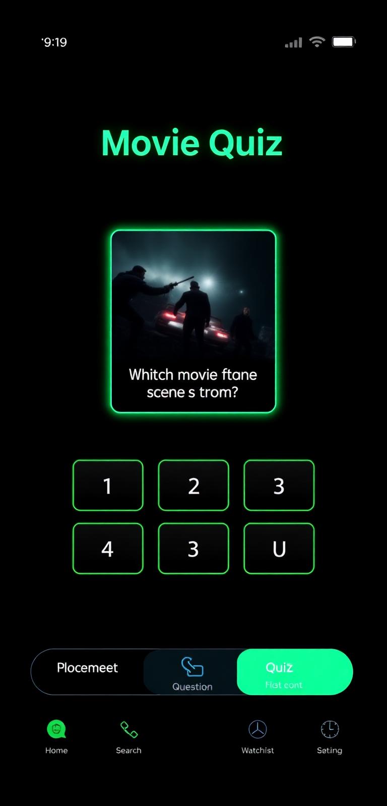 Movie Boxes quiz screen asking which movie a scene is from